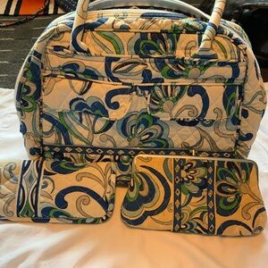 3 Vera Bradley Items: Bag, Glasses Pouch and Clutch Med. White